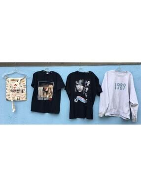 3 Taylor Swift Tour T-Shirt Sweatshirt Lot - Red, Jonas Bros, 1989 & Tote Bag